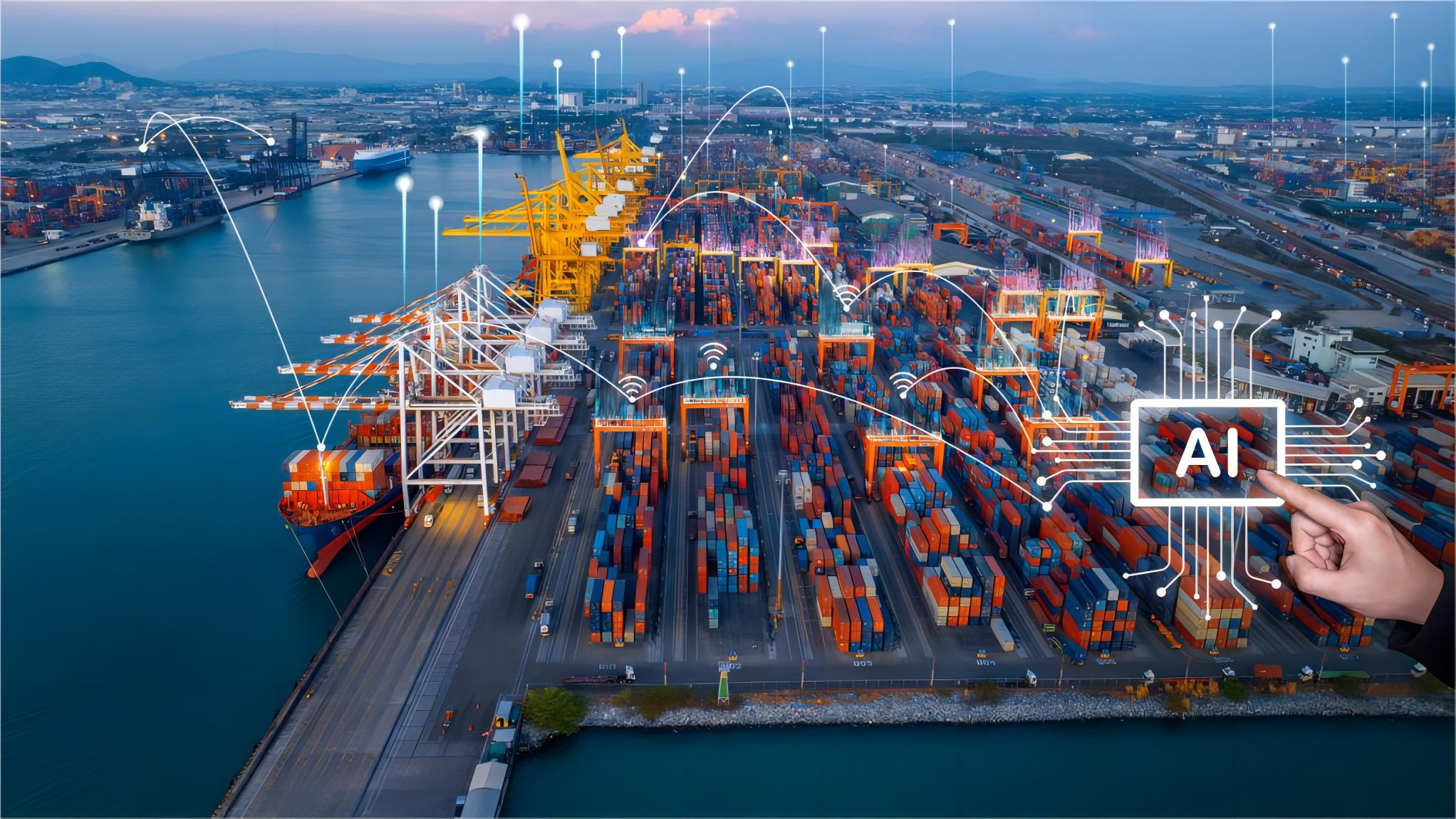 A 20GP shipping container being loaded onto a vessel at a busy Chinese port