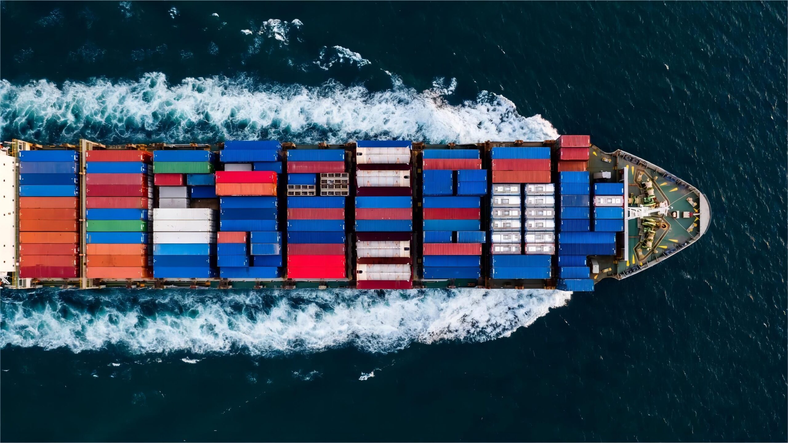 Container ship transporting goods from China to the United Kingdom for Amazon FBA