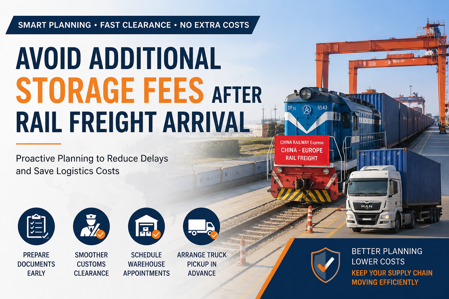 avoid additional storage fees after rail freight arrival