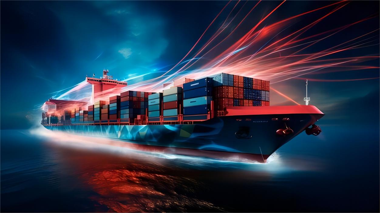 Cargo ships loading shipping containers in a busy Chinese port