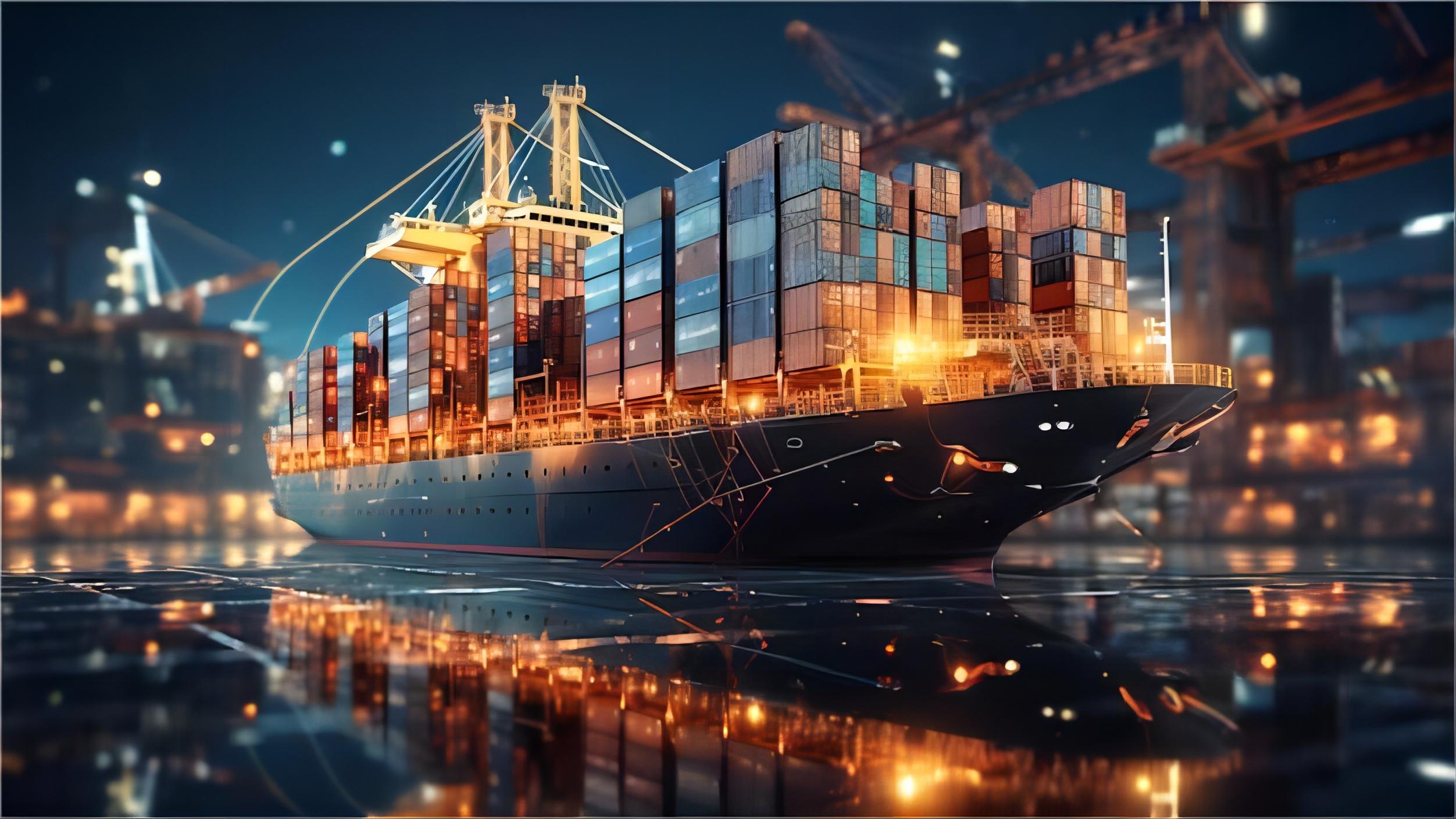 Global logistics and customs clearance process in a busy Chinese port